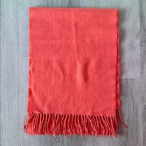 Elegant Coral Orange Cashmere Scarf
